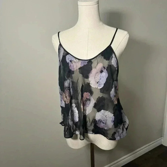 Vintage femme de nuit sheer floral  cami top L - Picture 3 of 6